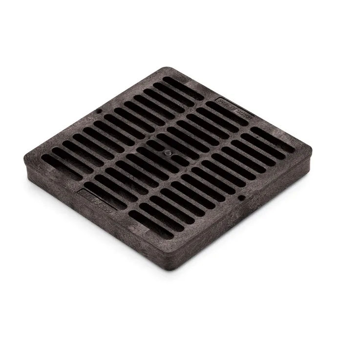 9 inch Plastic Square Flat Drainage Grate - Black