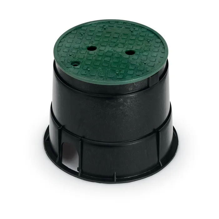 Round PVB Valve Box - Black Body & Overlapping Green Lid