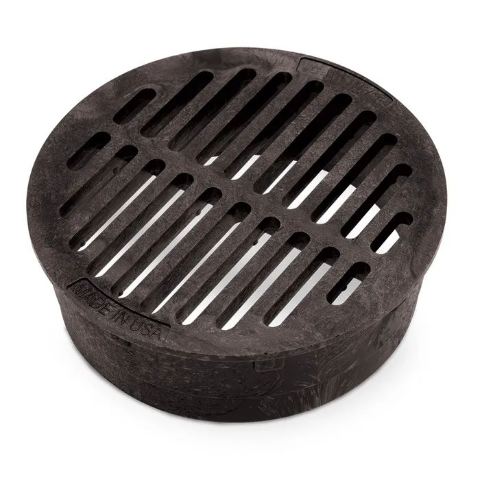 6 inch Plastic Round Flat Drainage Grate - Black
