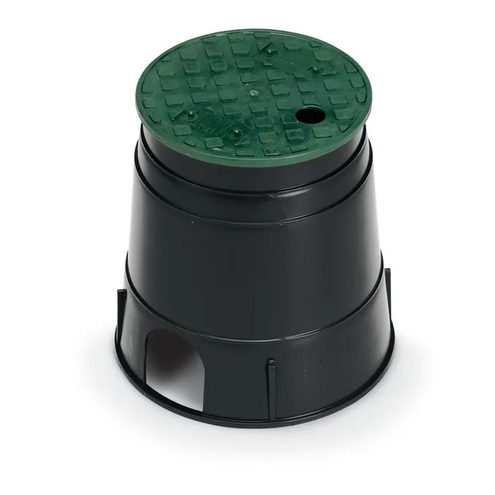 Round PVB Valve Box - Black Body & Overlapping Green Lid