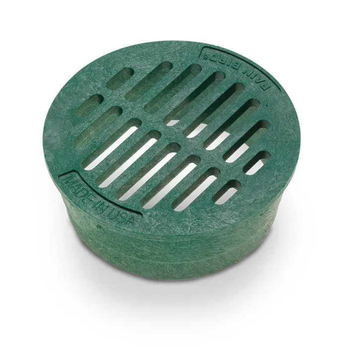 4 inch Plastic Round Flat Drainage Grate - Green
