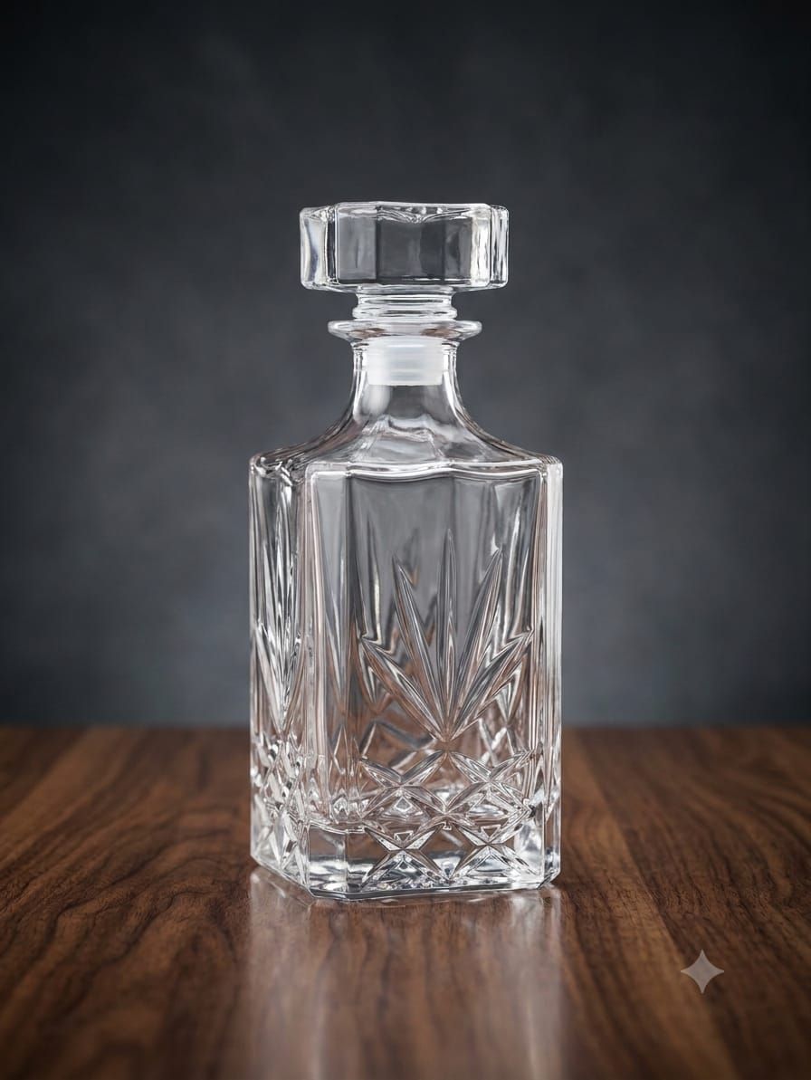 Sovereign 750 ml Faceted Crystal Bar Decanter with Geometric Stopper