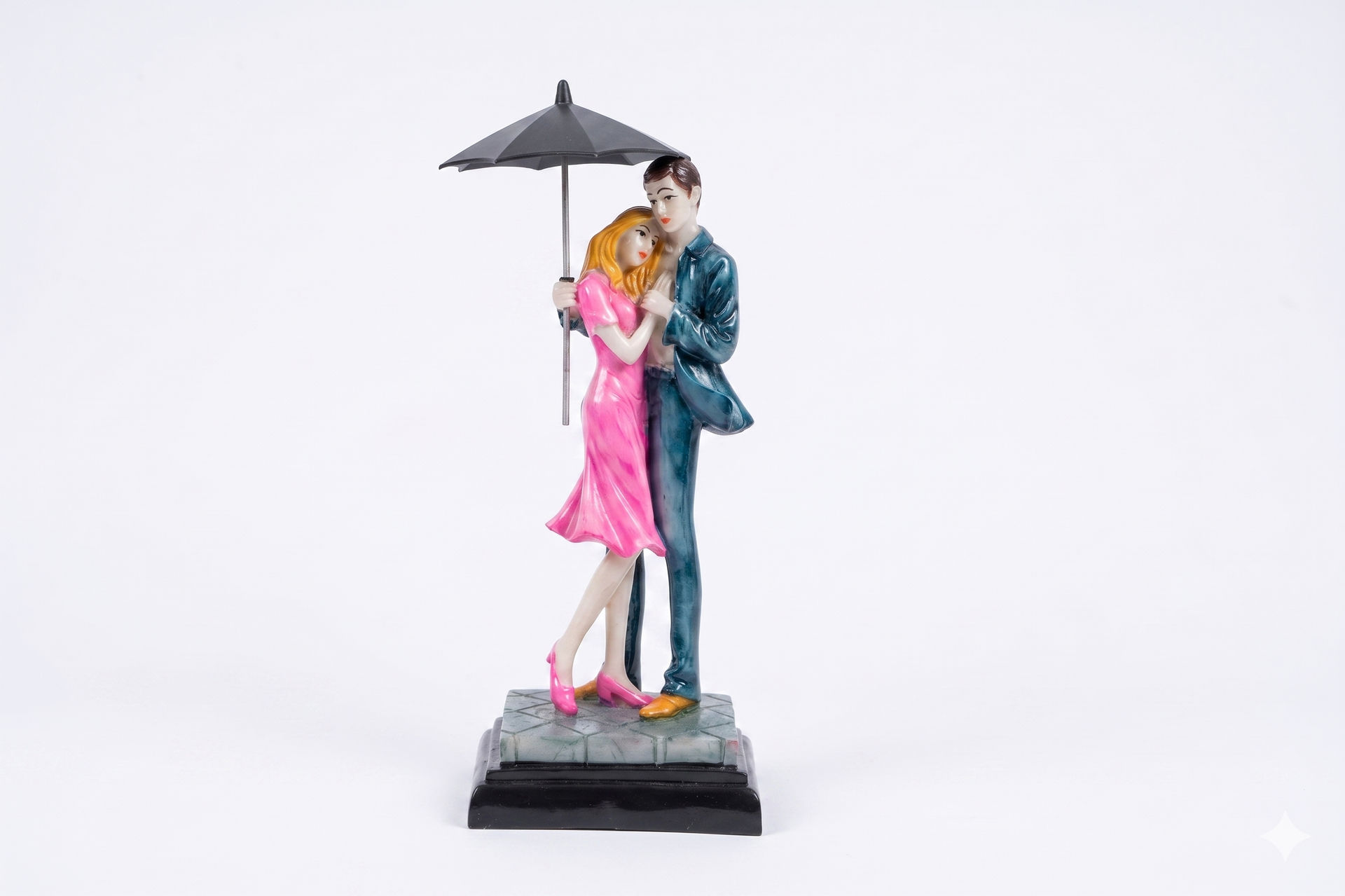 Romantic Couple Under Umbrella Figurine