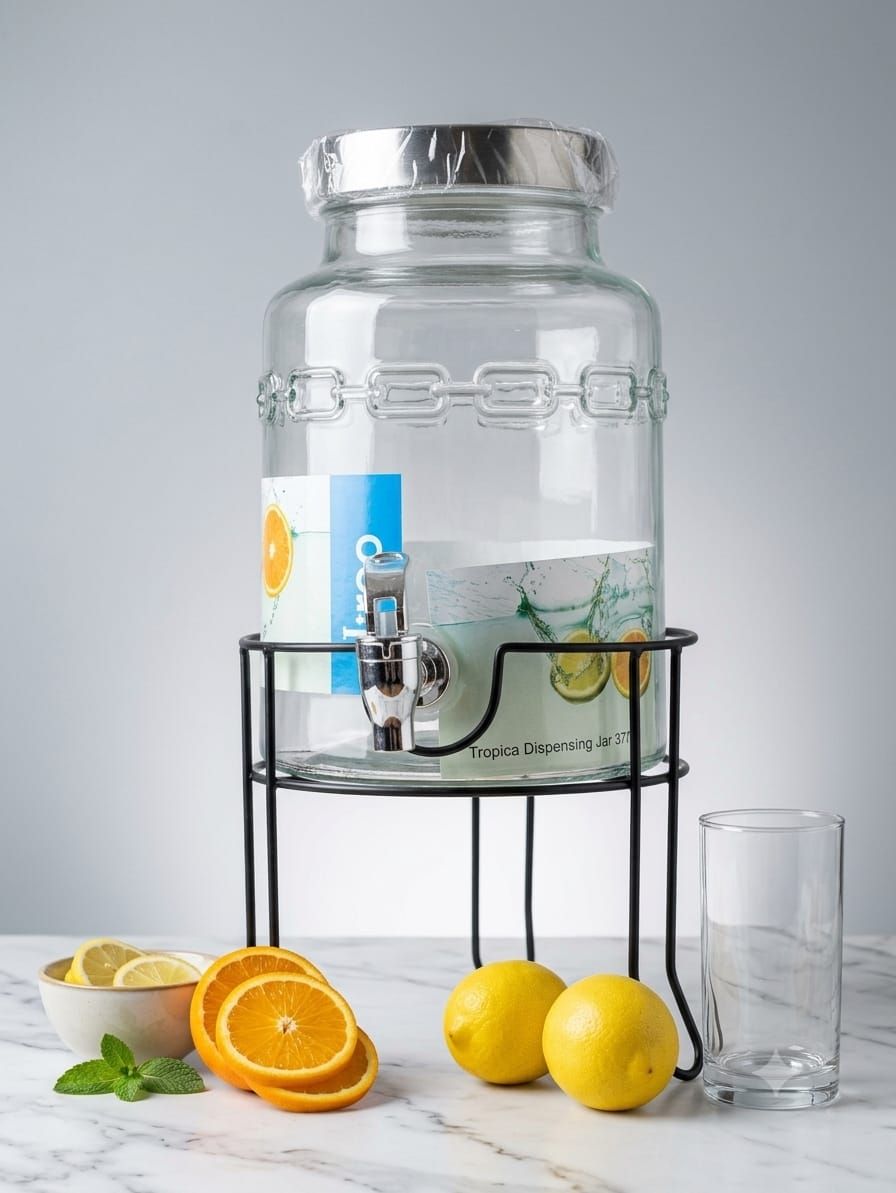 Barcraft 3L Glass Drink Dispenser with Spigot & Countertop Bar Stand