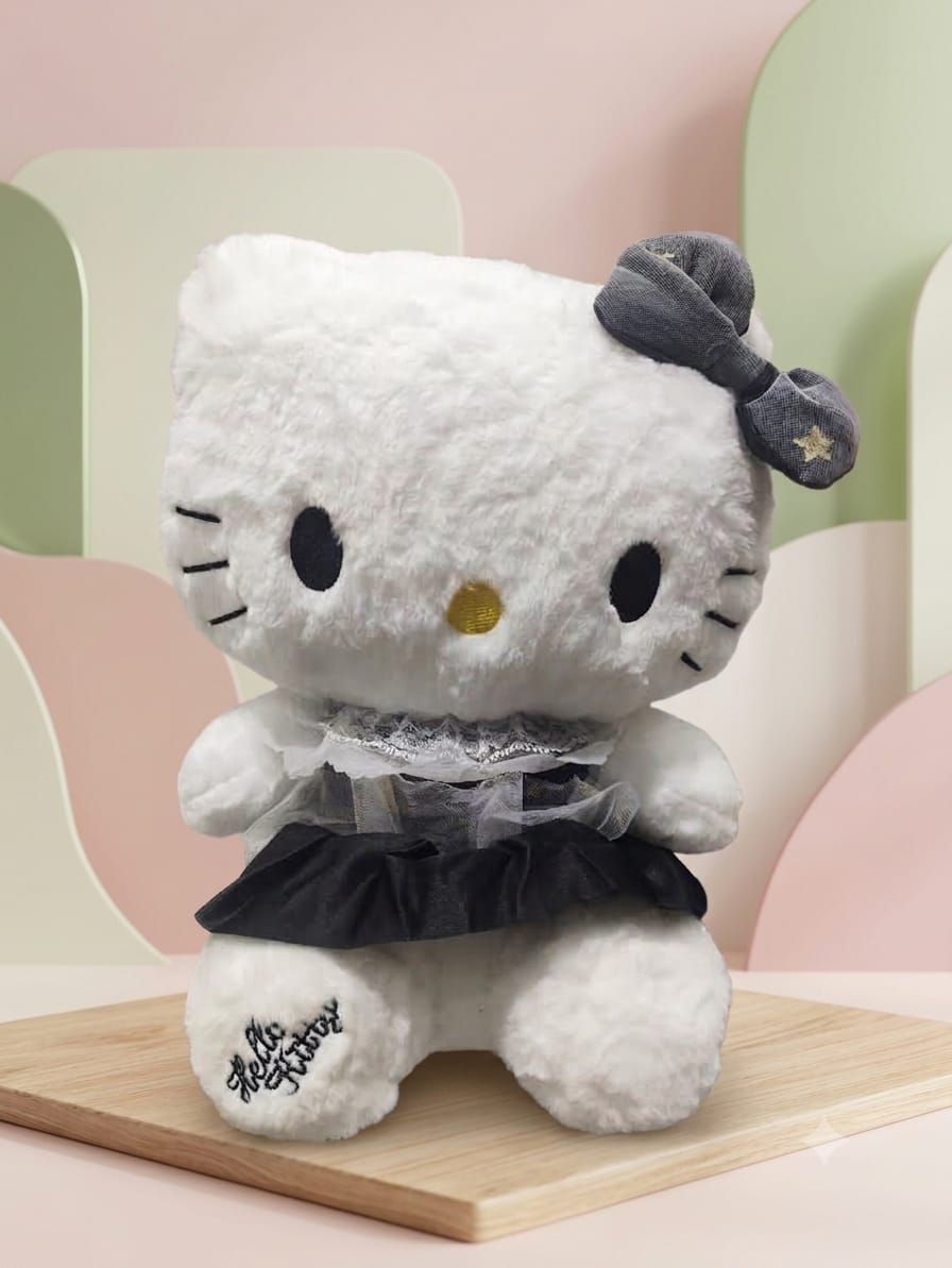 Hello Kitty Gothic Lolita Black Lace Dress Plush Toy