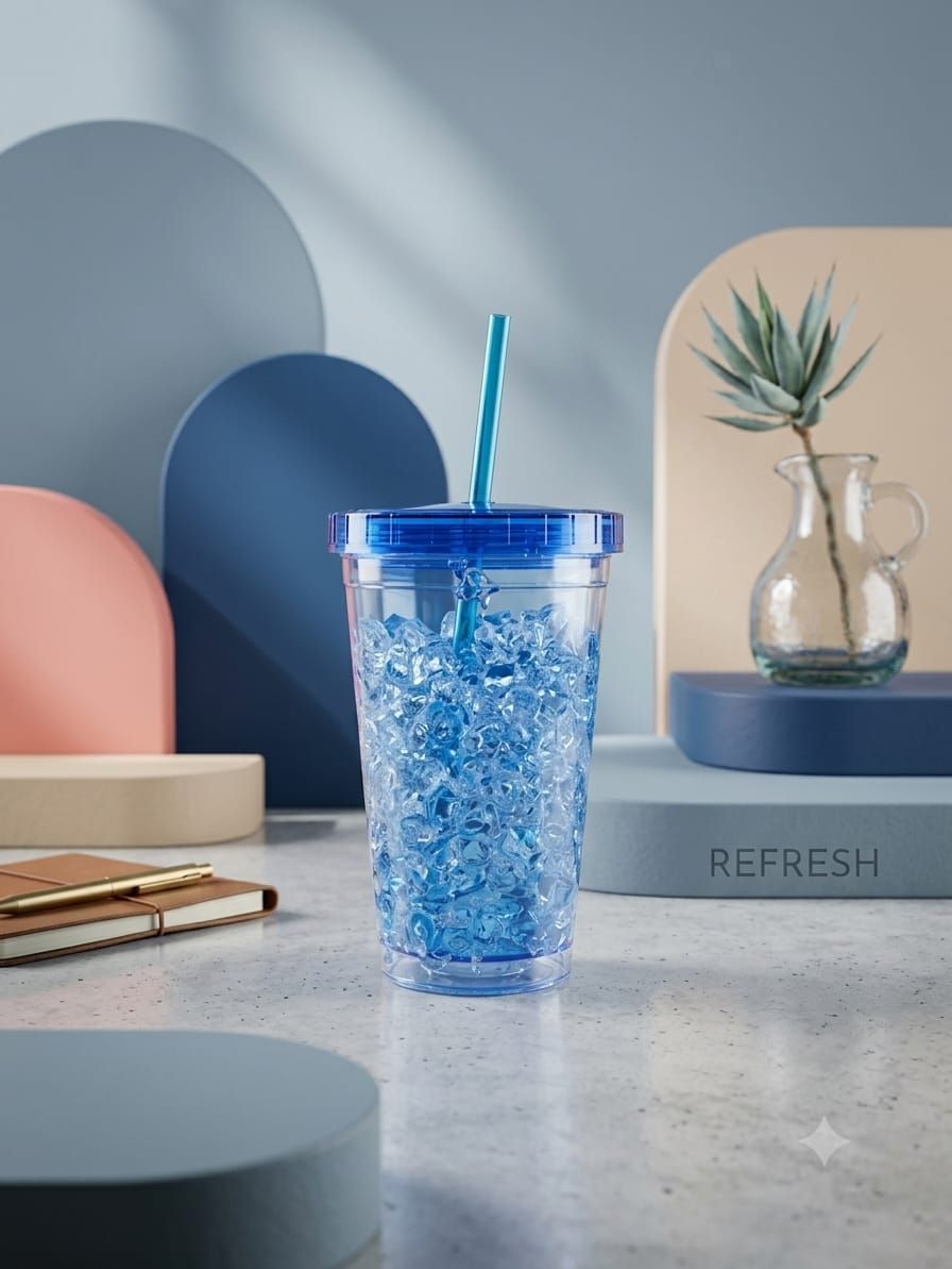 Glacier Freeze Insulated Beverage Tumbler with Screw-On Lid (Electric Blue)
