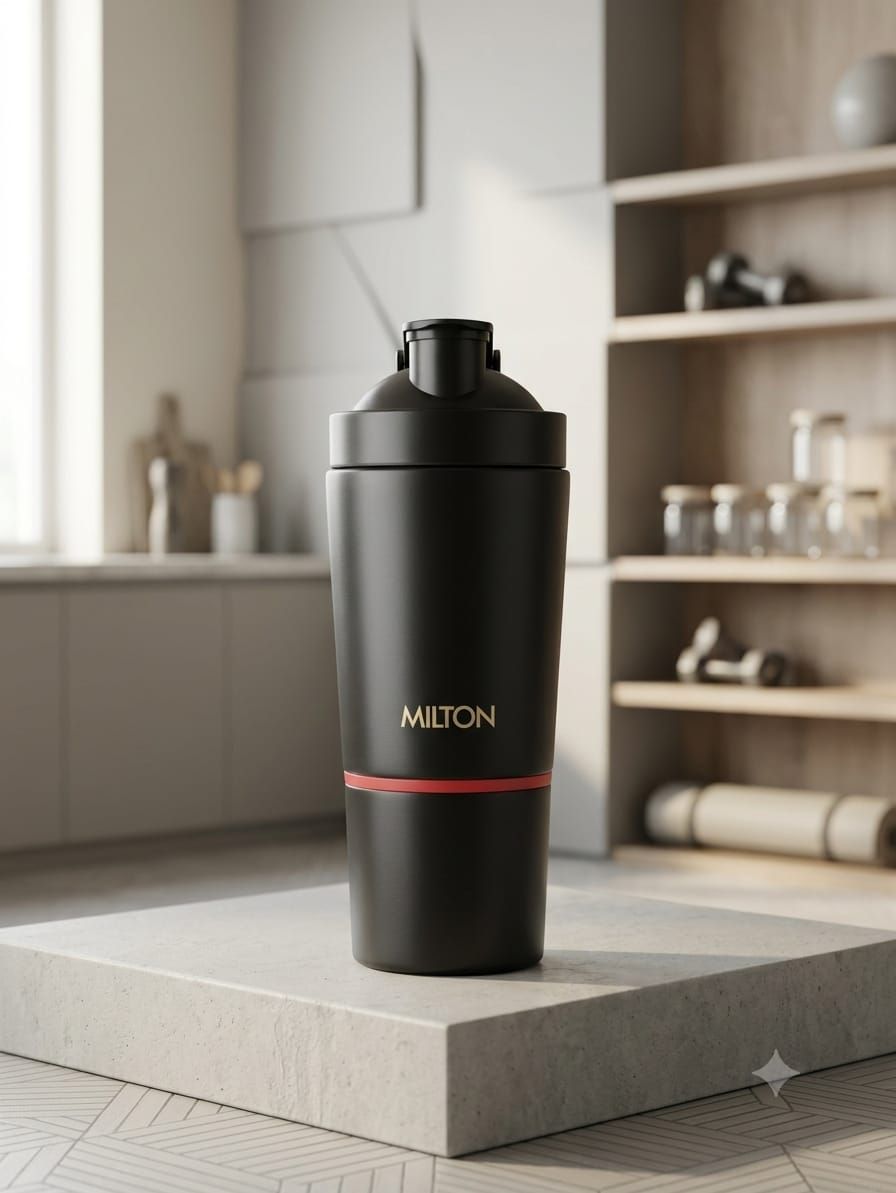 Milton Pro-Series All-In-One Stainless Steel Fitness Shaker (Matte Black & Red Accent)