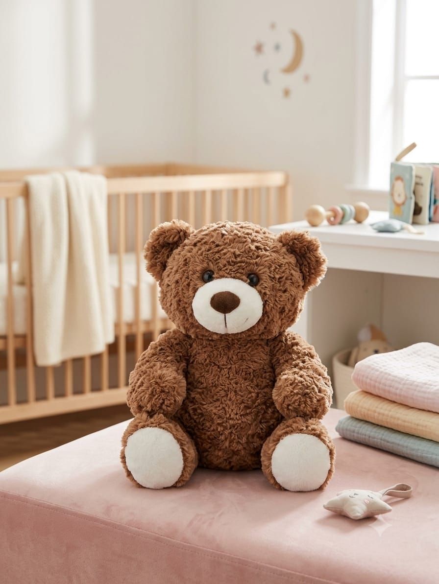 Cozy Cocoa Rose-Swirl Teddy with Dress-Up Hat