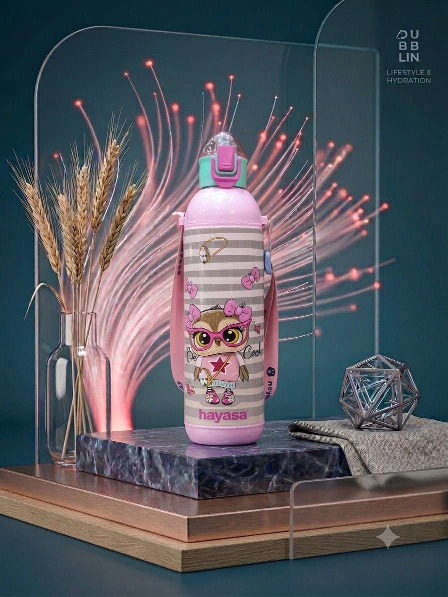 Nayasa Cool Owl Insulated School Water Bottle with Carry Strap (900 ml)
