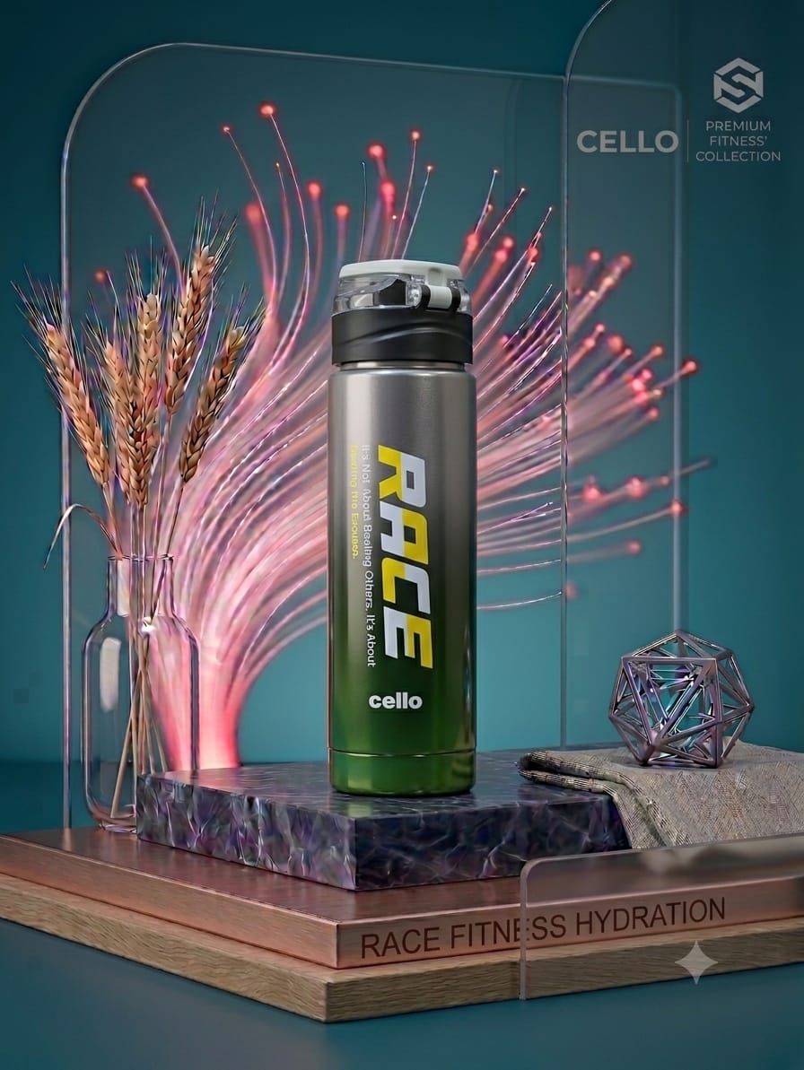 Cello Puro Steel-X Race 600 ml Insulated Stainless Steel Sports Bottle – Olive Green