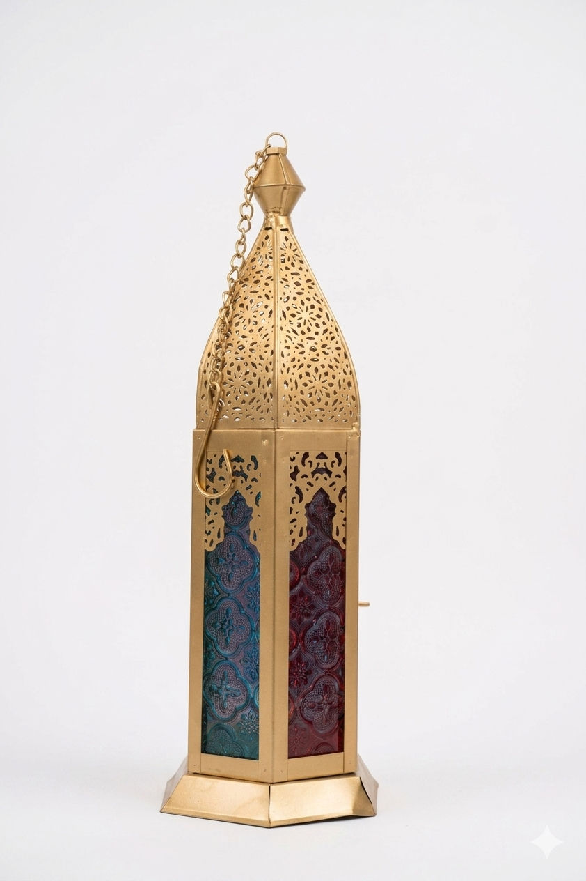 Moroccan-Style Metal and Glass Lantern