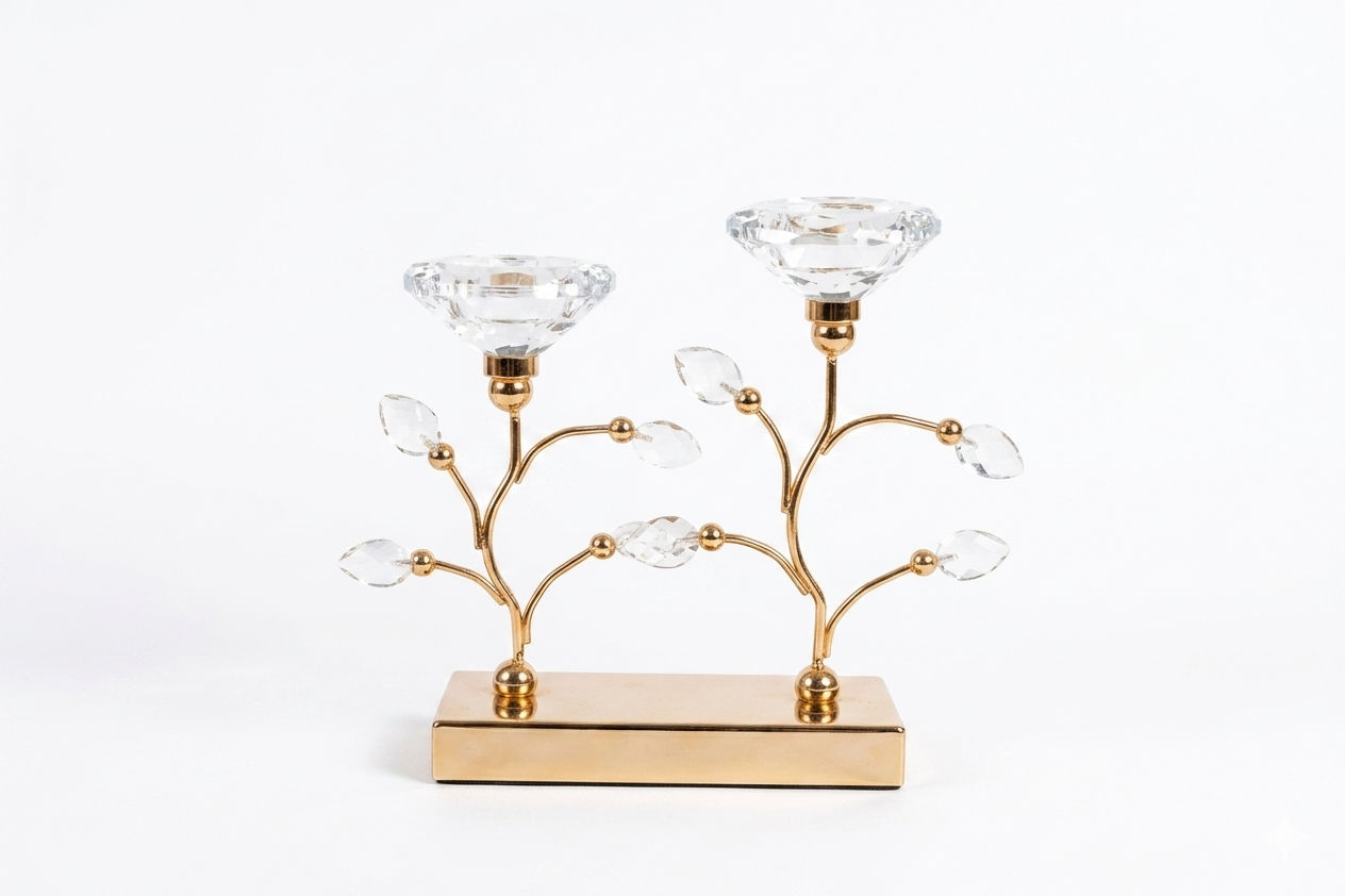 Dual Crystal Lotus Tealight Stand