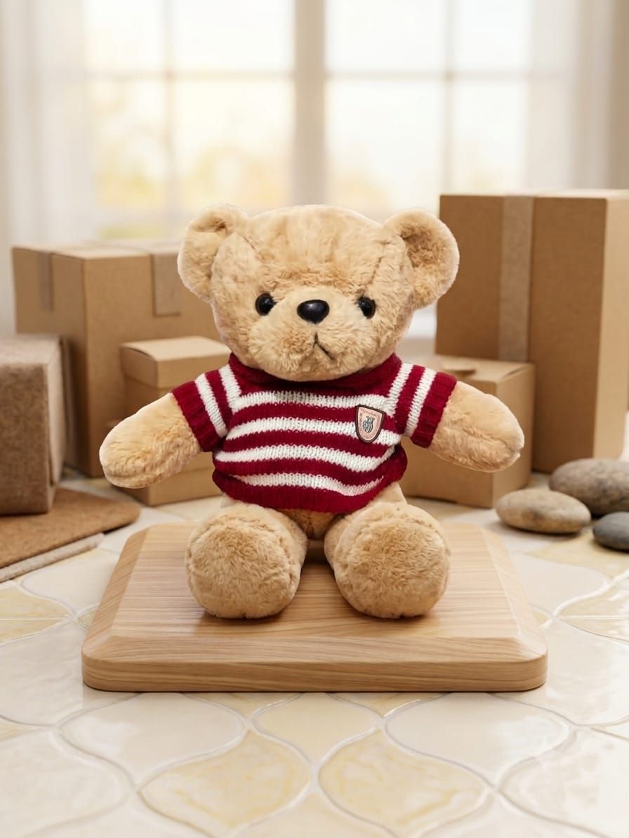 Classic Burgundy Knit Sweater Plush Cuddle Bear