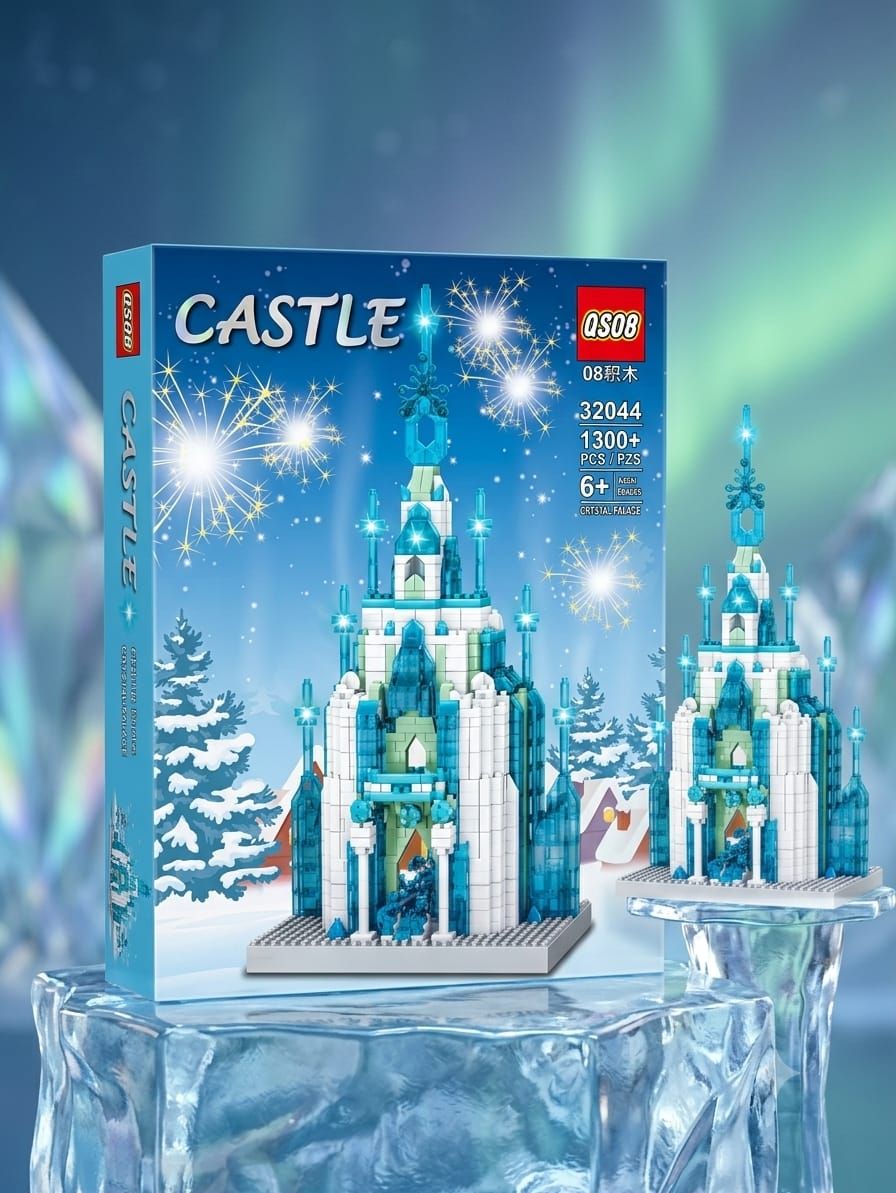S08 Crystal Palace Ice Castle Building Block Set (1300+ Pieces)