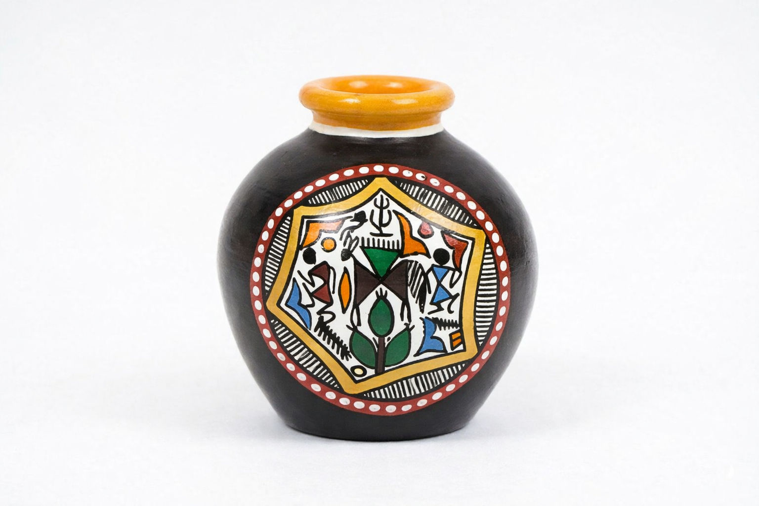 Madhubani Painted Terracotta Vase — photo 3 of 3