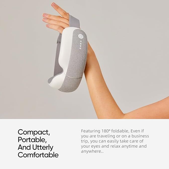 BEINKAP Eye Massager with Heat, Music, Compression, Adjustable Sleep Mask Massage Holiday Birthday Gifts for Women Men, Eye Massager for Migraine Reduce Stye Eye, Eye Strain Relief, Improve Sleep (White 1) — photo 4 of 6