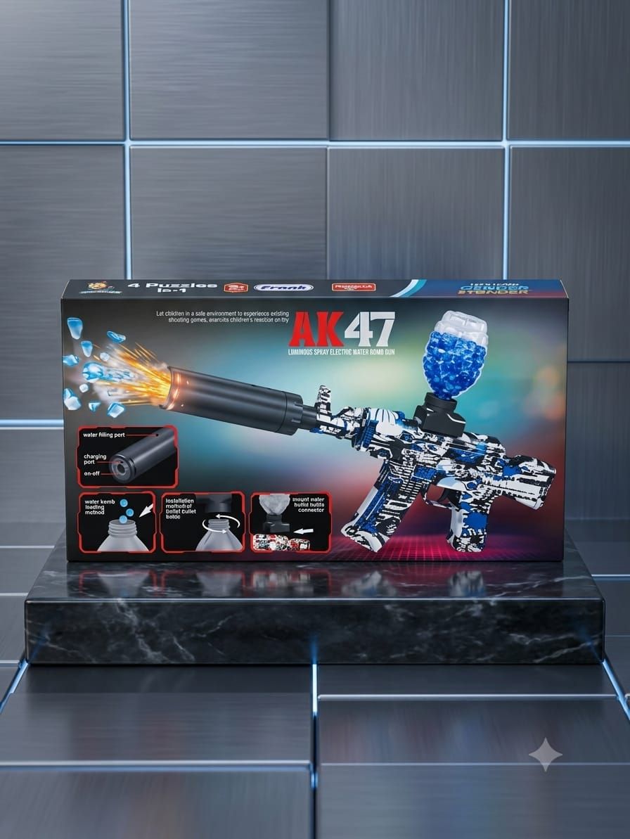 AK-47 Electric Gel Ball Blaster with Luminous Muzzle Flash & Mist Spray