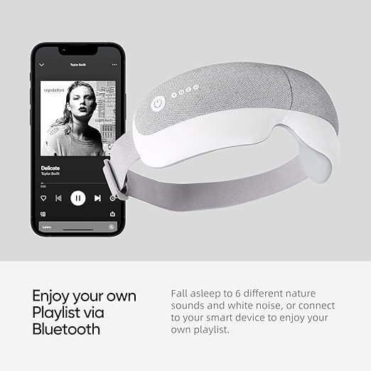 KLOBELA Smart Eye Massager with Heat and Compression, Electric Temple Massager with Bluetooth Music, Rechargeable Heated Eye Mask for Migraine, Headache, Eye Strain, Dark Circles & Improved Sleep — photo 4 of 5