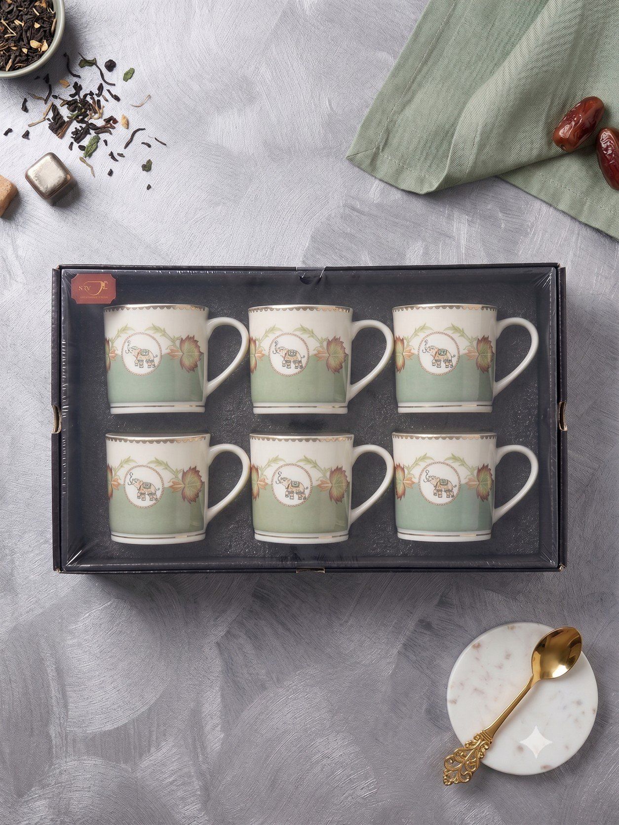 The Maharaja's Garden Edition 6-Piece Fine Porcelain Royal Elephant High Tea Set