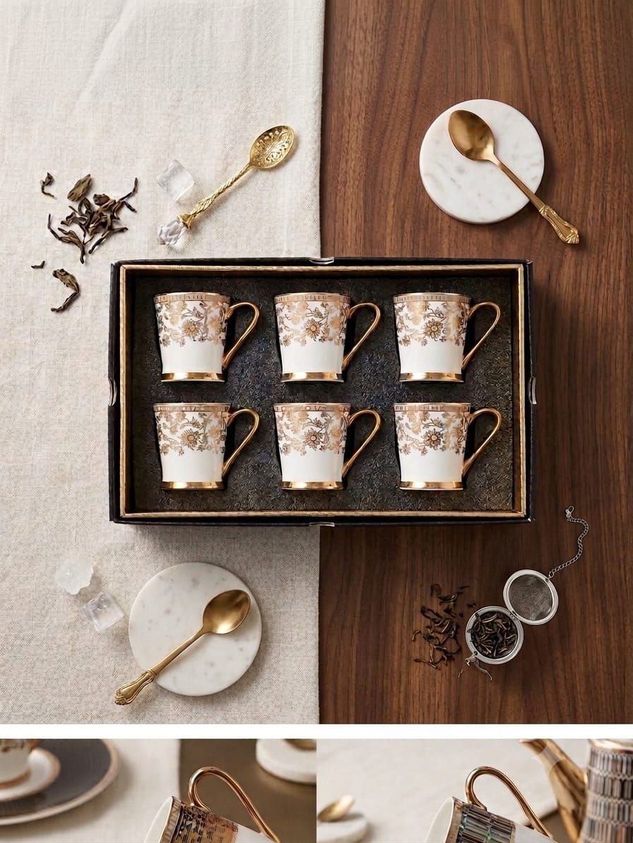 The Imperial Gilt Flora 6-Piece Fine Ceramic High Tea Cup Suite