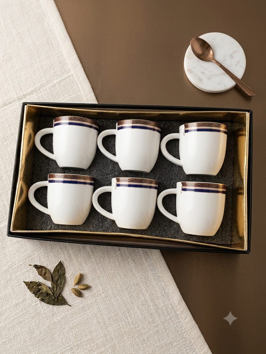 The Sovereign Court Edition 6-Piece Fine Porcelain Gilded Collar High Tea Set