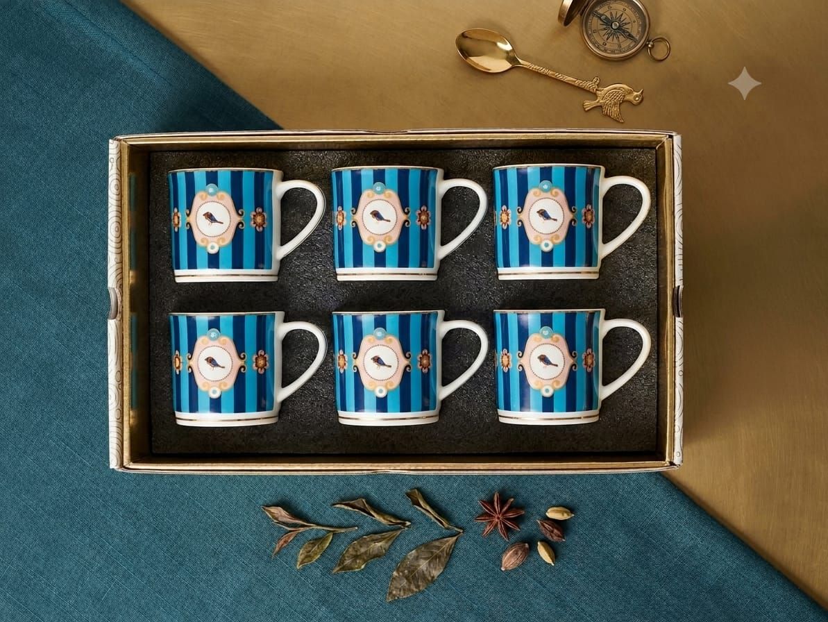 The Blue Aviary Edition 6-Piece Fine Porcelain Bird Medallion High Tea Suite