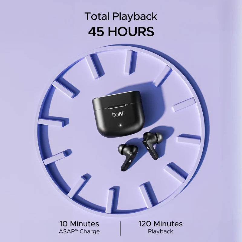 boAt Airdopes 91, 45HRS Battery, 50ms Low Latency, ENx Tech, Fast Charge, IPX4, IWP Tech, v5.3 Bluetooth Earbuds, TWS Ear Buds Wireless Earphones with mic — photo 3 of 8
