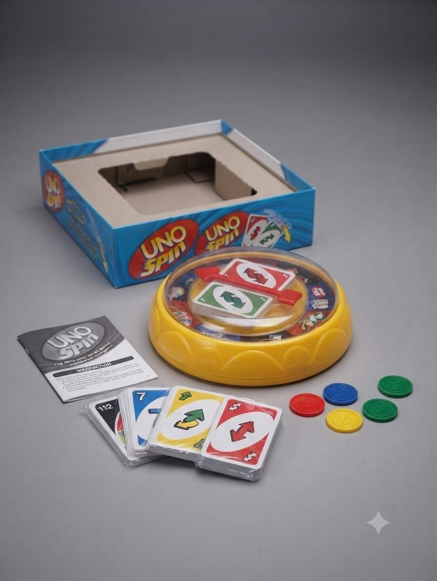 UNO Spin Family Card Game with Interactive Spinner Wheel & Tokens — photo 3 of 3