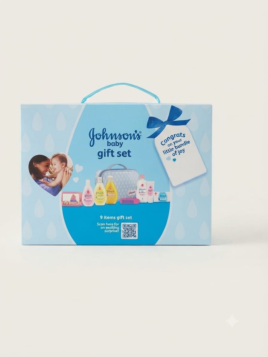 Johnson's Baby Gift Set with Travel Pouch – 9-Piece Newborn Care Hamper
