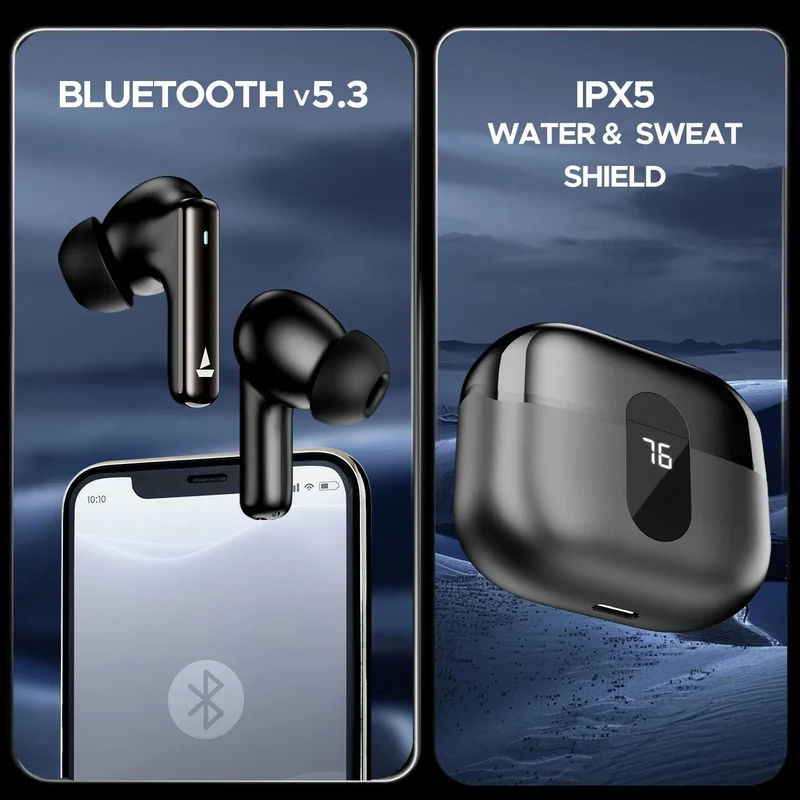 boAt Airdopes 121 Pro Plus Truly Wireless in Ear Ear Buds w/ 100 HRS Playtime, 4 Mics w/ENx™, 50ms Low-Latency Beast™ Mode, ASAP™ Charge, IWP™ Tech, BT v5.3 & IPX5 Earbuds TWS (Black) — photo 7 of 8