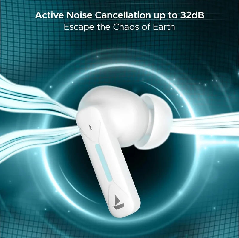 boAt Immortal Airspeed Pro Truly Wireless in- Ear Earbuds w/ 32dB ANC, Beast™ Mode with 40ms Latency, 40hrs Playback, 4 Mics with ENx™, Premium ID w/LEDs & ASAP™ Charge(White Sabre) — photo 3 of 10