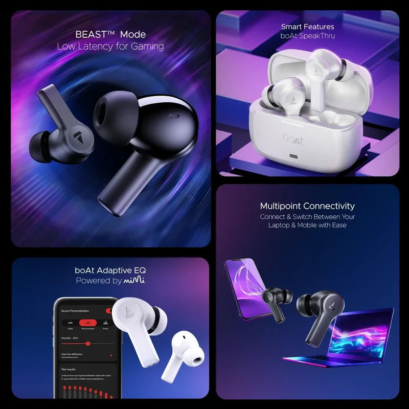 boAt Nirvana Lucid w/ 32 dB ANC, Multi-Point Connectivity, in-Ear Detection, 60HRS Playback, Hearables App, 4 Mics ENx, IPX5 Truly Wireless in Ear Earbuds, TWS Ear Buds — photo 3 of 10