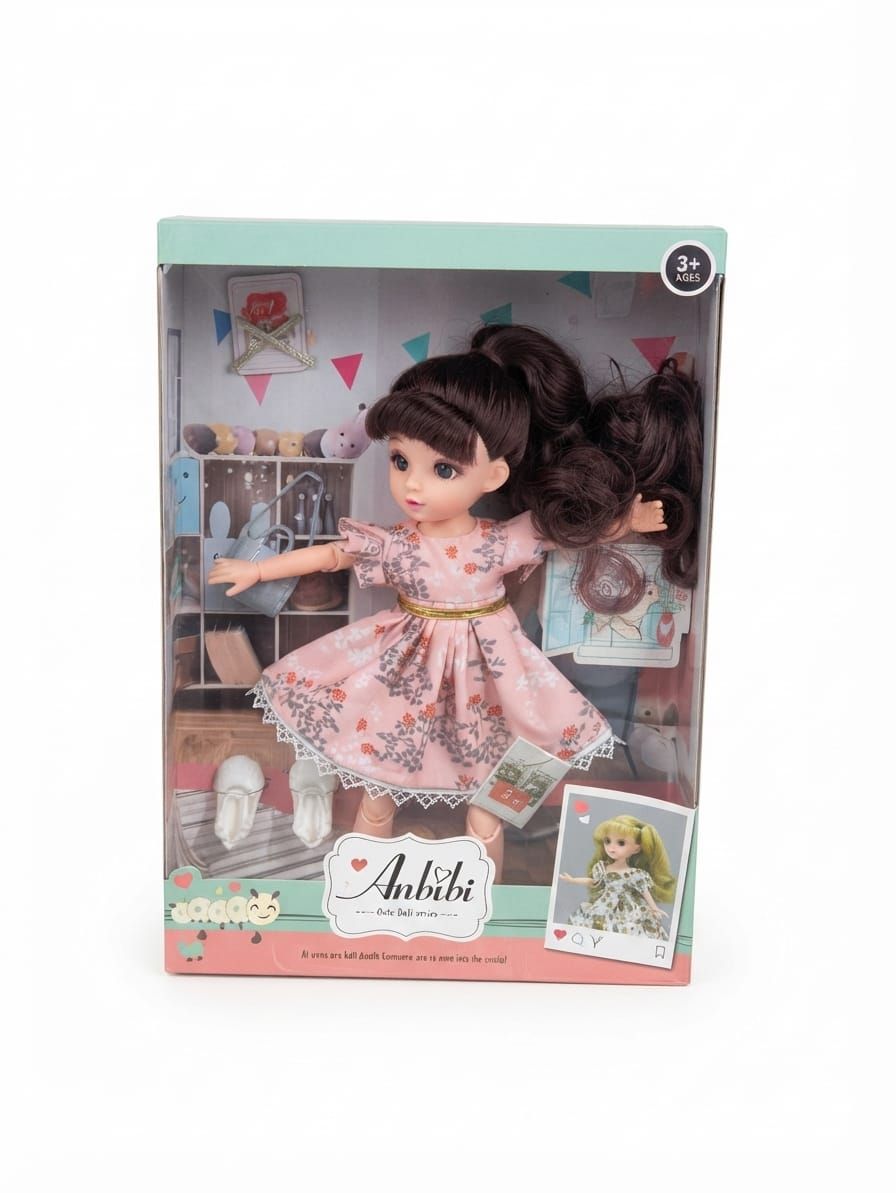 Anbibi Posable Fashion Doll in Floral Dress with Accessories (Ages 3+)