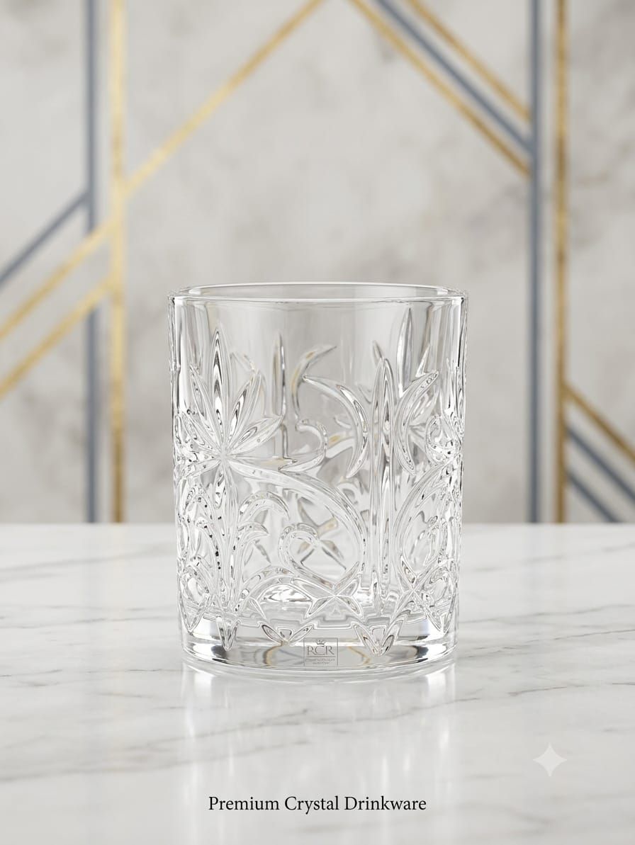 Laurus Botanical Cut Crystal Tumbler Glasses – Set of 6