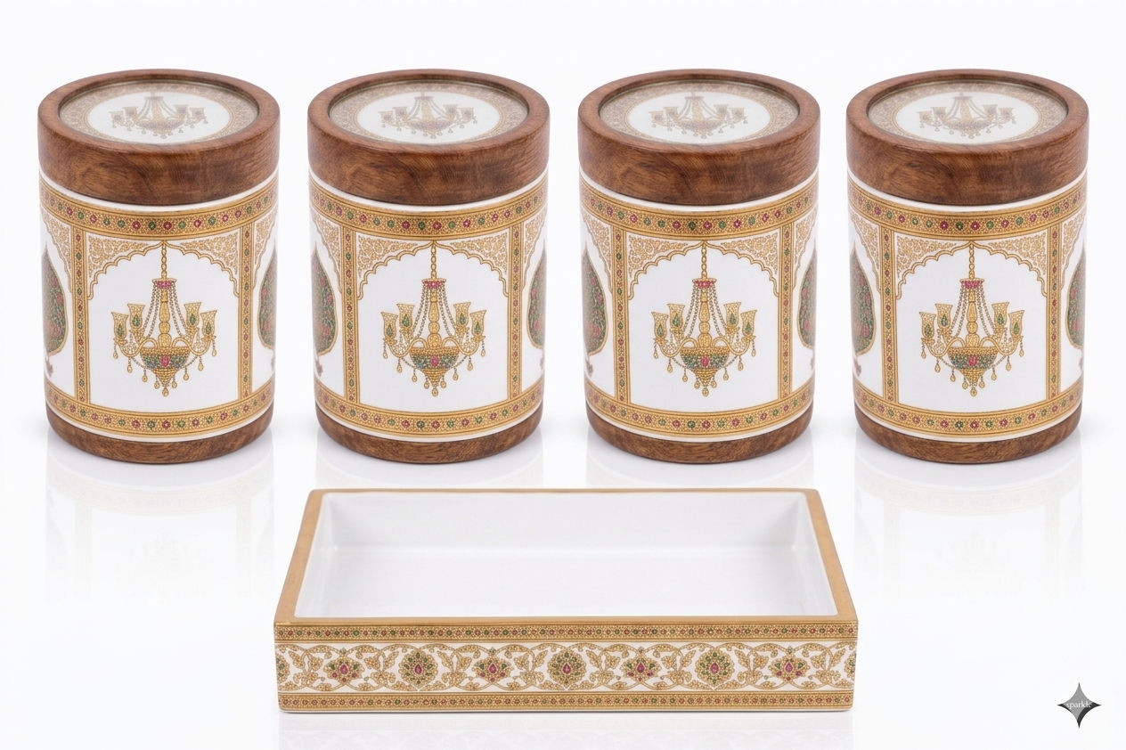Meenakari Stainless Steel Dabba Box Set