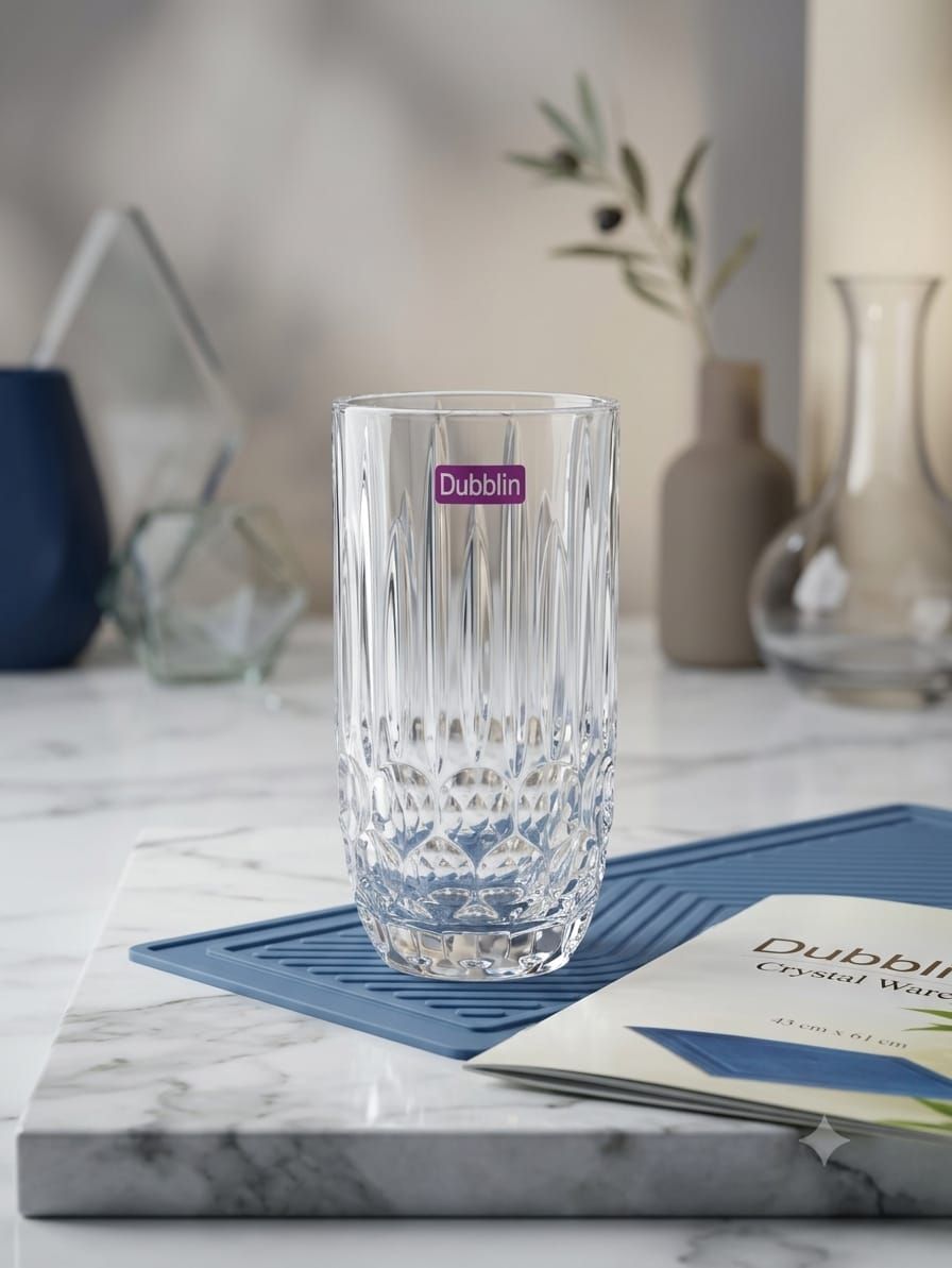 Dubblin Faceted Fluted Crystal Drinkware Set – Set of 6