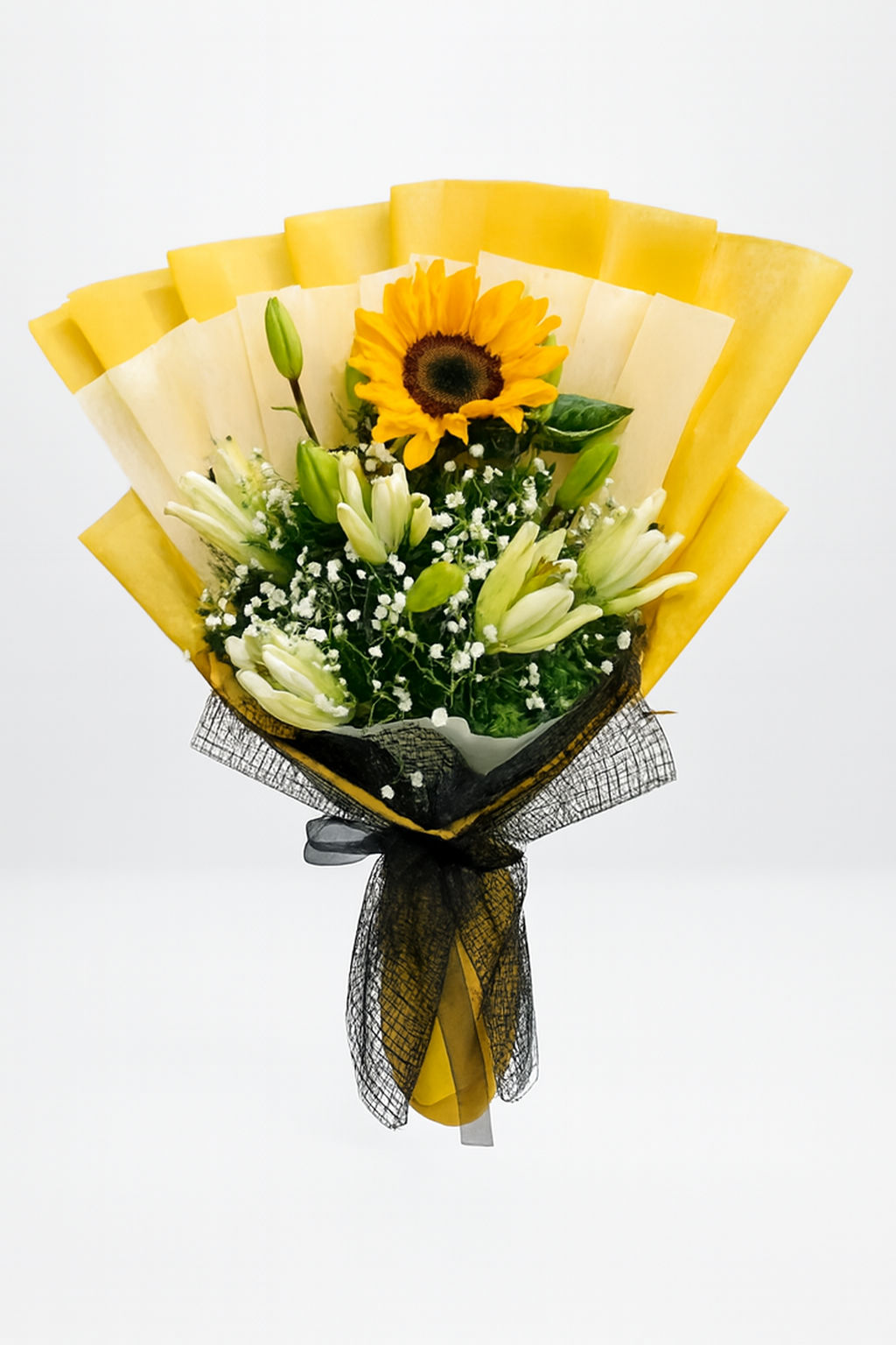 Sunflower & White Lily Fanned Wrap