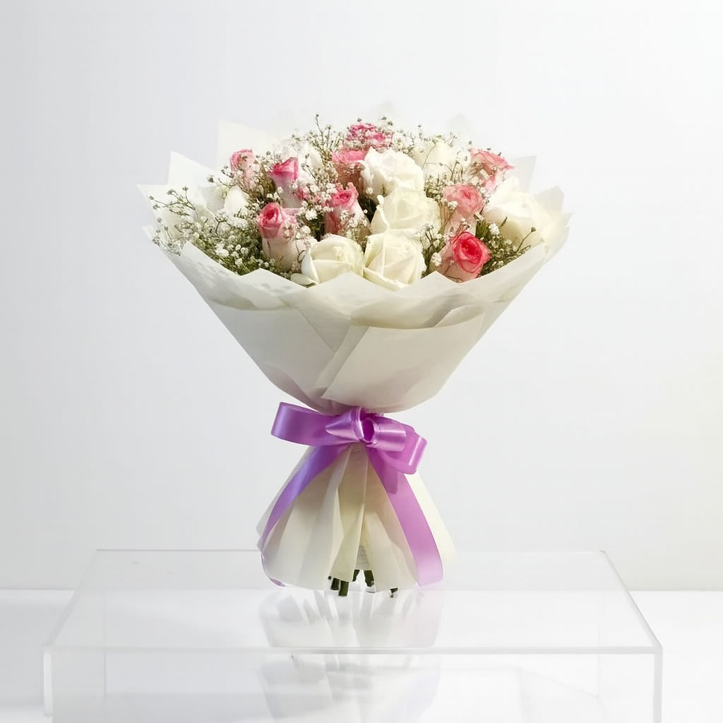 20 Pink & White Rose Symphony