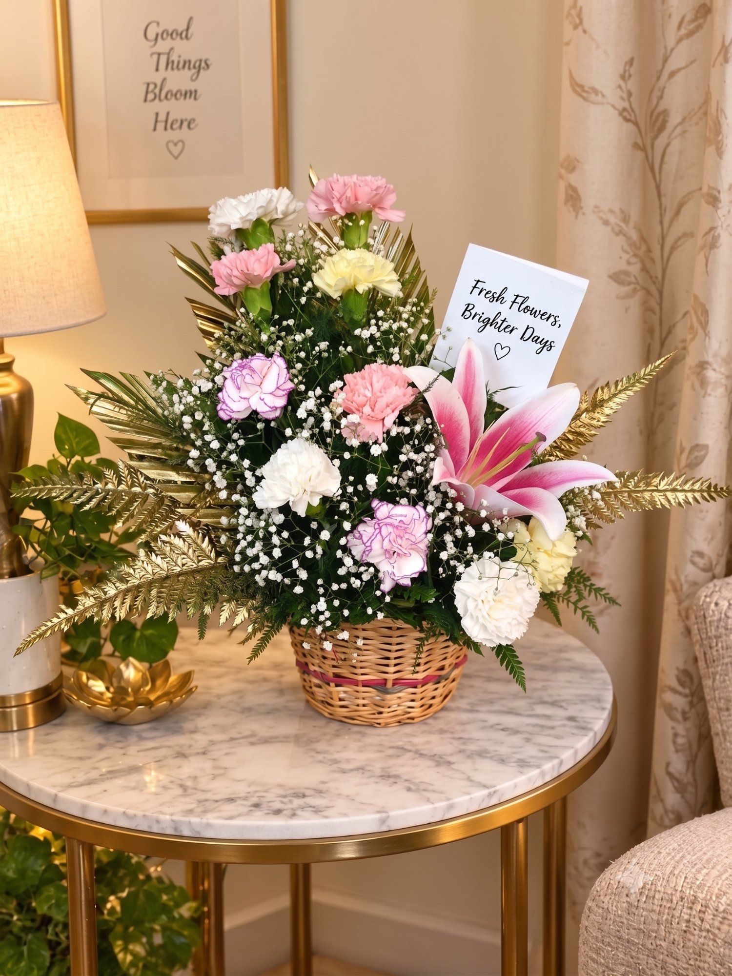 Blush Harmony - Premium Basket Arrangement
