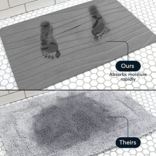 SUTERA Rubber- Stone Bath Mat, Diatomaceous Earth Shower Rectangular Shape Mat, Non-Slip Super Absorbent Quick Drying Bathroom Floor Mat, Natural, Easy To Clean (23.5 X 15 Gray) — photo 4 of 5