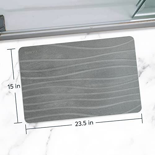SUTERA Rubber- Stone Bath Mat, Diatomaceous Earth Shower Rectangular Shape Mat, Non-Slip Super Absorbent Quick Drying Bathroom Floor Mat, Natural, Easy To Clean (23.5 X 15 Gray) — photo 3 of 5