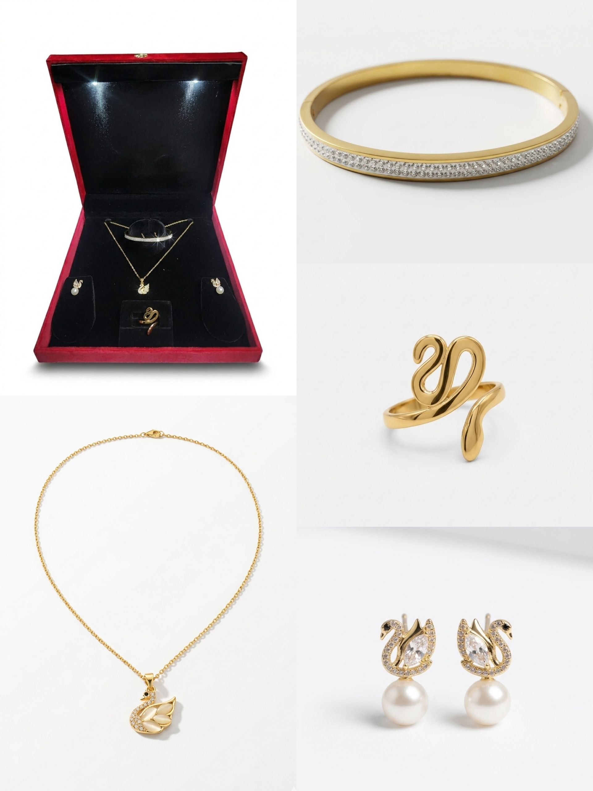 Swan Beauty Gold-Tone Set