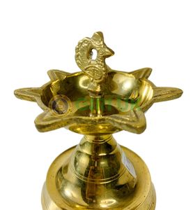 Seven-faced Vilakku with Annapakshi - brass