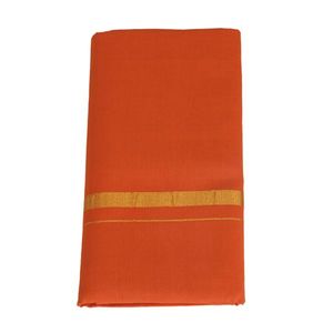 Veshti - 2 Meters | Cotton with Jari Border Dhoti for Men/ Kavi Colour