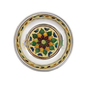 Meenakari Pooja Plate - 5 inch