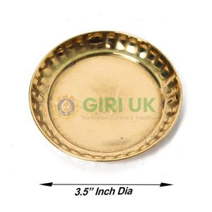 Brass Plate - 3.5 Inch | Puja Thali Plate for Home, Kitchen, Temple/ Bobby Design/ 25 Grams