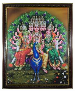 Murugan Valli Deivanai Picture with wooden frame - 18 x 22 inches