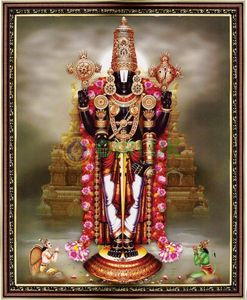 Sri Perumal Picture with wooden frame - 18 x 22 inches