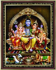 Shiva Family Picture with wooden frame - 14 x 11 inches