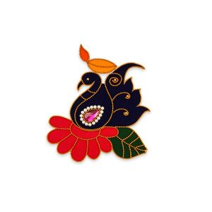 Rangoli Peacock Design - 8.2 Inches | Peacock Muggulu/ Velvet with Plastic Material/ Kolam for Pooja